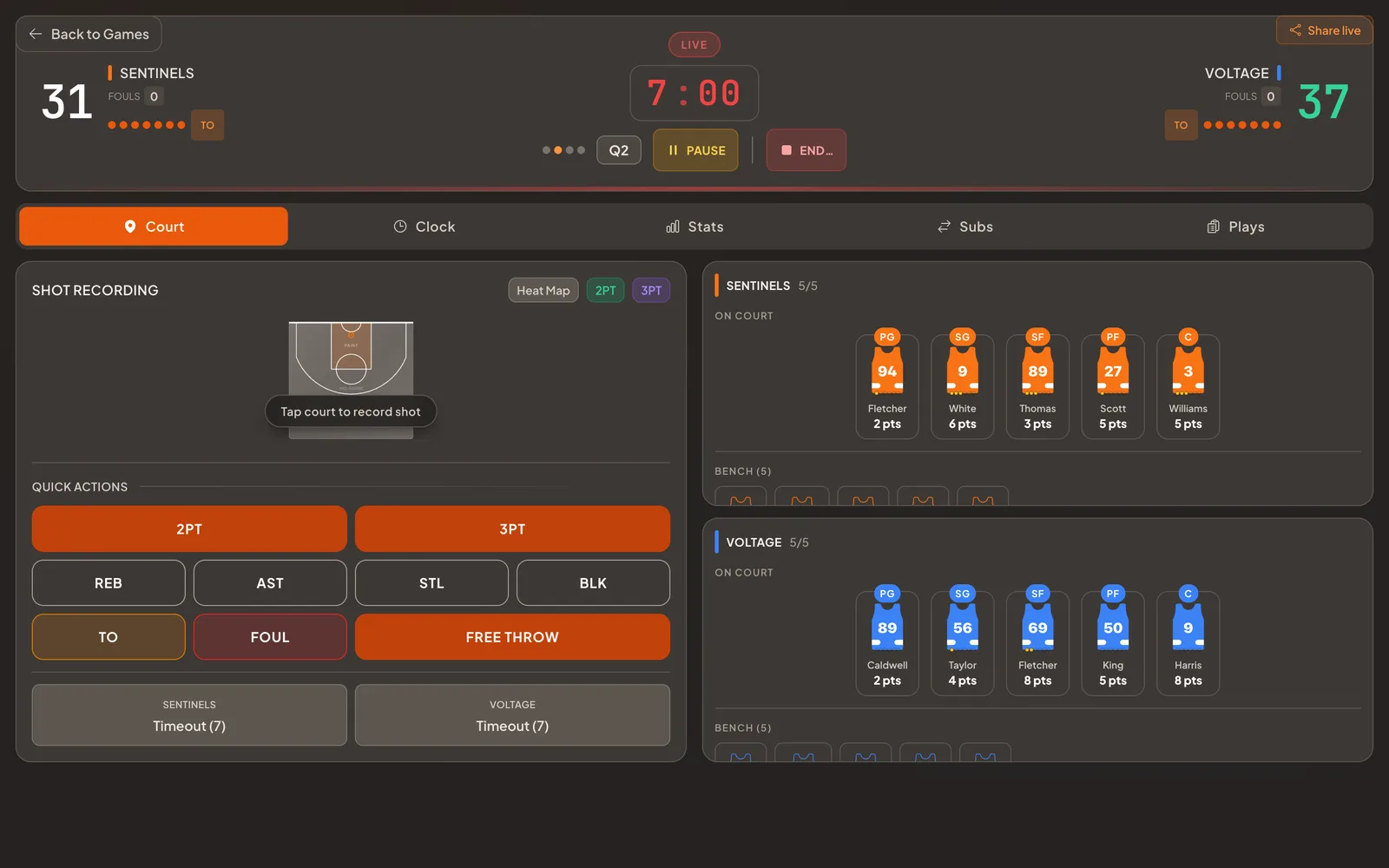 Screenshot of Basketball Stats App