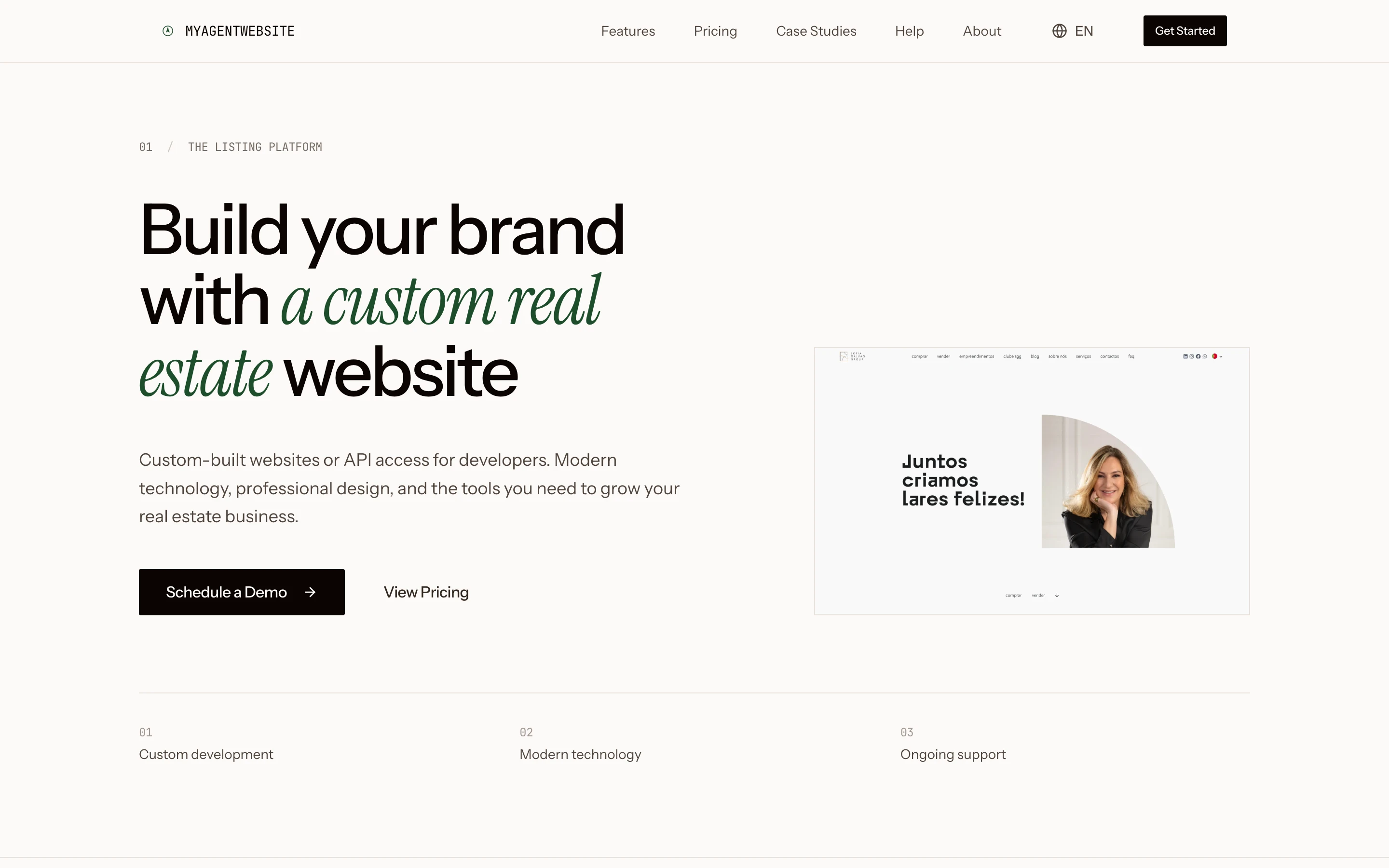 Screenshot of MyAgentWebsite